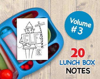 Vol 3 LUNCH BOX NOTES for Kids 20 Assorted Printable Cards Drawings Inspirational School Printables Art for Boys and Girls Lunchbox Letters