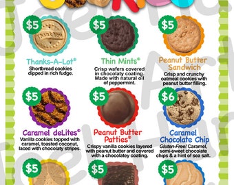 2019 ABC Girl Scout Cookie Price List GS Booth Menu 8.5 x 11 | Etsy