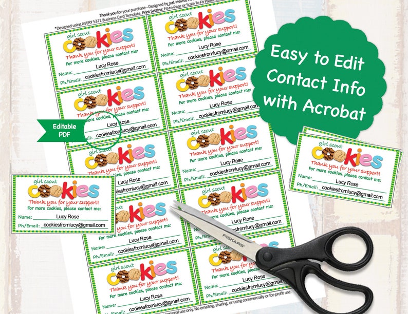 EDITABLE Girl Scout Business Cards Printables Girl Scouts - Etsy