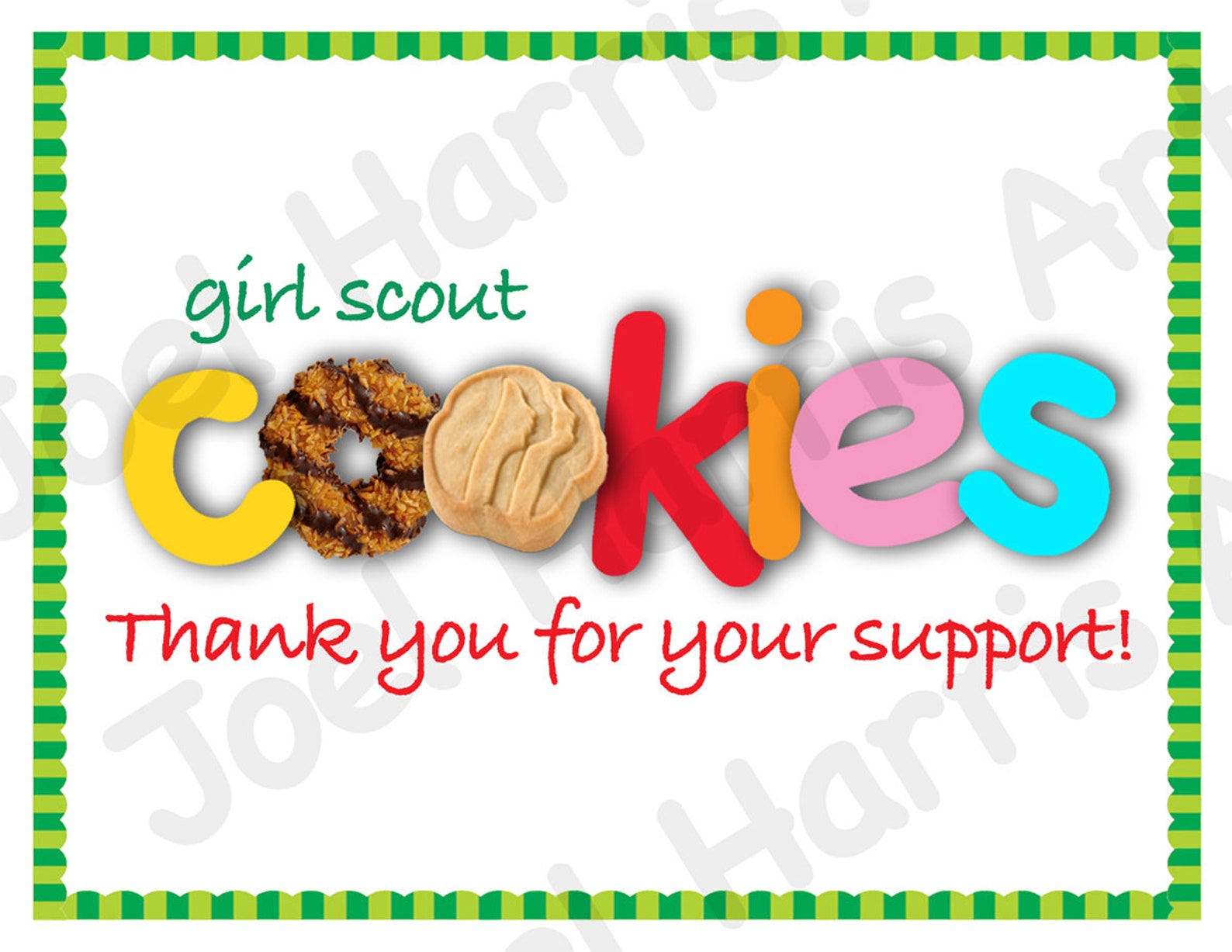 Sale 2021 Girl Scout Cookie THANK YOU CARD Blank Note Cards Etsy