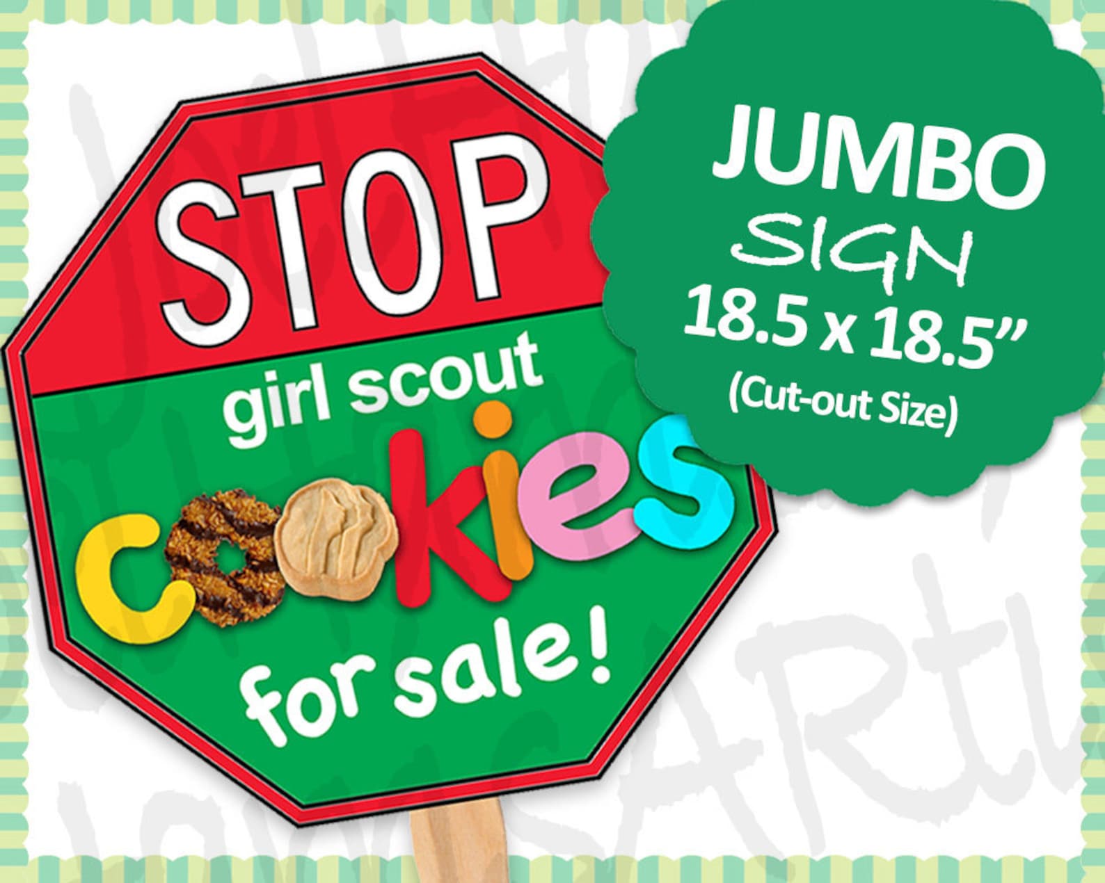 girl scout cookies stop sign cookie booth printable jumbo red etsy