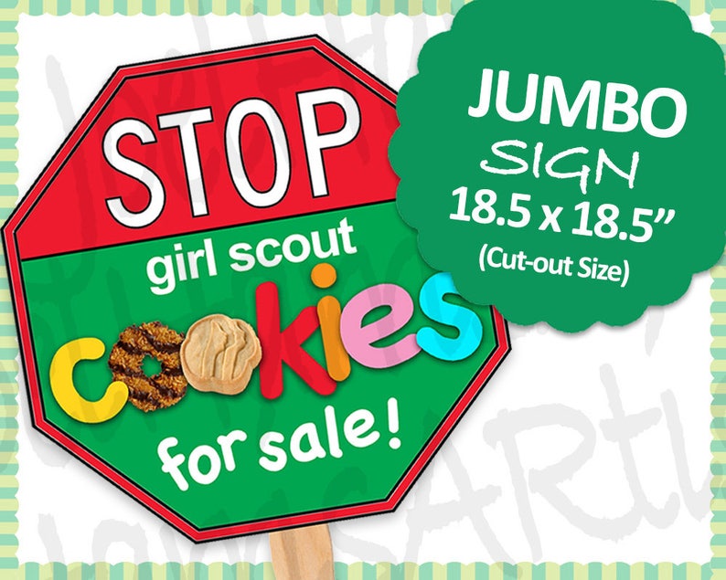 Girl Scout Cookies STOP Sign Cookie Booth Printable JUMBO RED 20x30 and 8.5x11 Girl Scouts Cookie Booth Decor Banner Supplies image 4