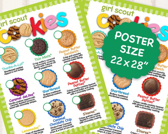 2020 Abc Girl Scout Cookie Poster Price List Gs Booth Decor Etsy