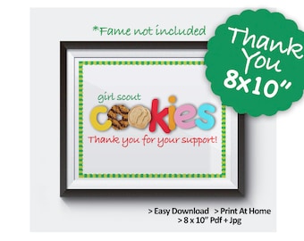 2019 Girl Scout Cookie THANK YOU Certificate Print 8x10 Printable Cookie Booth Decor Supplies Appreciation Printables - Frame Not Included