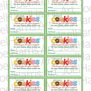 EDITABLE Girl Scout Business Cards Printables Girl Scouts Cookies Booth Decor 8.5 x 11 Printable cookie supplies sign door thank you cards image 3