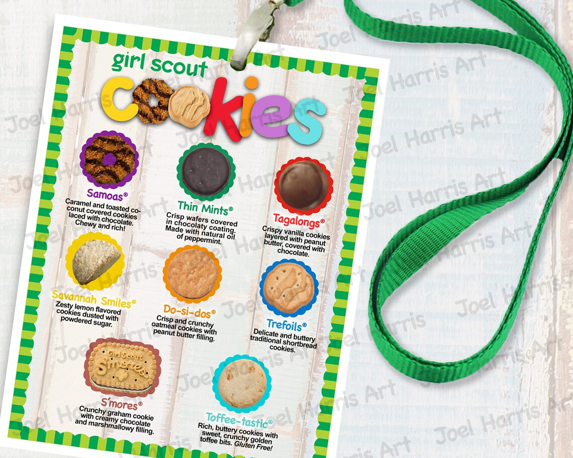 2019 LBB Girl Scout LANYARD Cookie List NO Prices Printable | Etsy