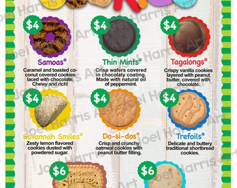 2019 LBB Girl Scout Cookie Price List GS Booth Menu 8.5 x 11 Printable, Cookies Priced 4.00 and 6.00, Girls Scouts supplies for more sales