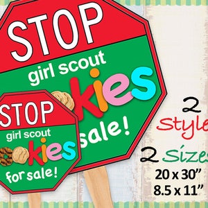 Girl Scout Cookies STOP Sign Cookie Booth Printable JUMBO RED 20x30 and 8.5x11 Girl Scouts Cookie Booth Decor Banner Supplies image 2