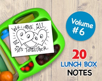 Vol 6 LUNCH BOX NOTES for Kids 20 Assorted Printable Cards Drawings Inspirational School Printables Art for Boys and Girls Lunchbox Letters