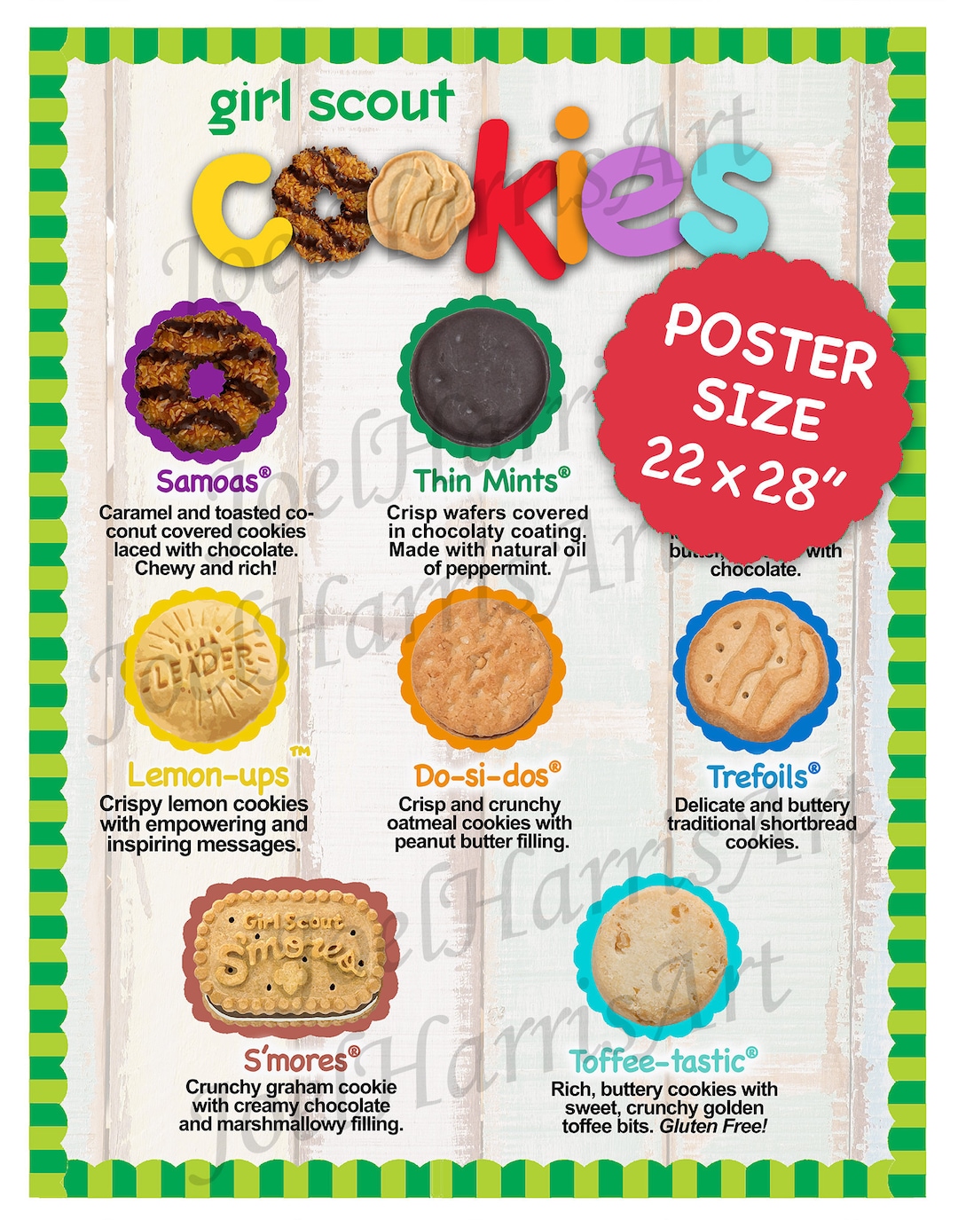 2020 LBB Girl Scout Cookie Price List GS Booth Decor POSTER Size 22x28 ...