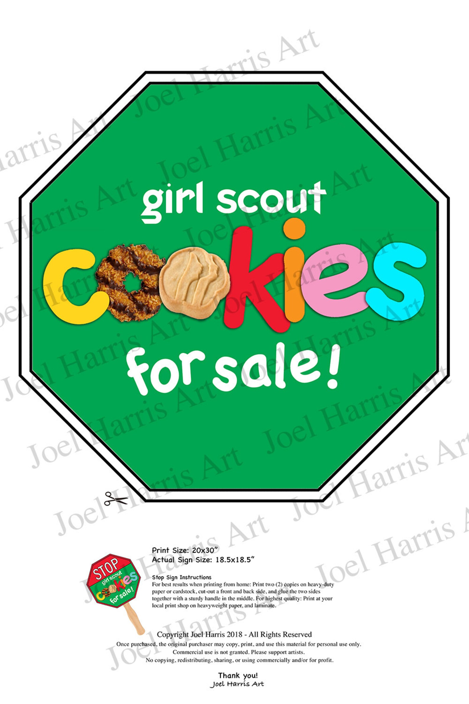 Girl Scout Cookies STOP Sign Cookie Booth Printable JUMBO Etsy