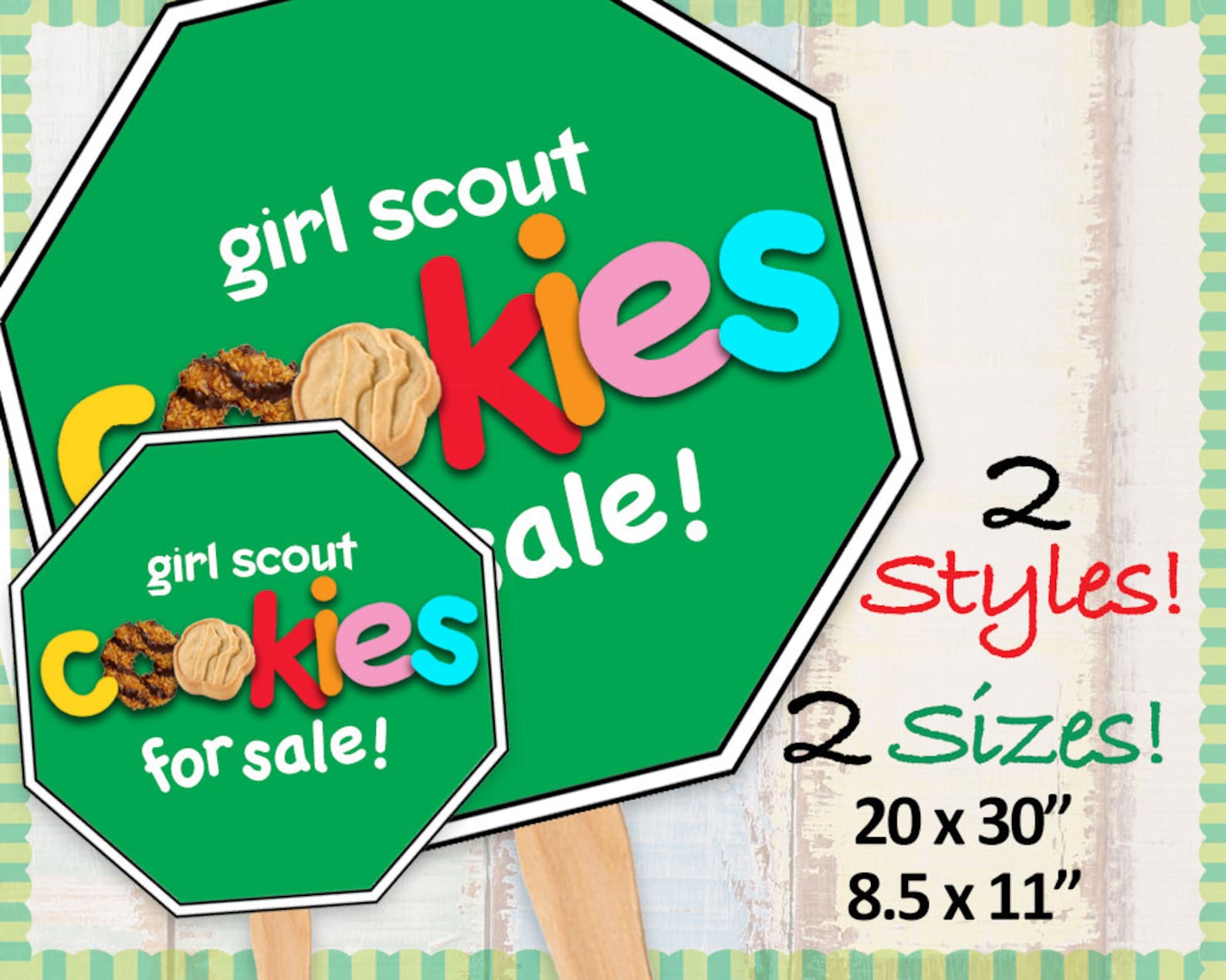 Girl Scout Cookies STOP Sign Cookie Booth Printable JUMBO Etsy
