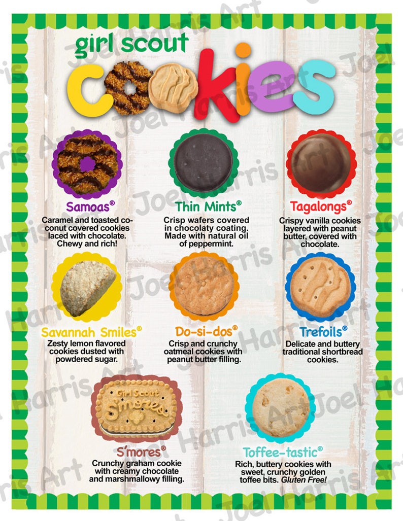 2019 LBB Girl Scout LANYARD Cookie List NO Prices Printable | Etsy