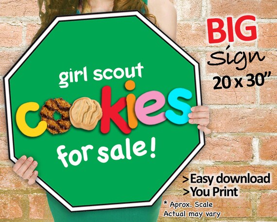 Girl Scout Cookies Stop Sign Cookie Booth Printable Jumbo Etsy