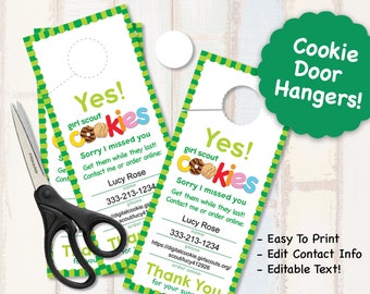 EDITABLE Girl Scout Door Hanger Printables Girl Scouts Cookies Booth Decor 8.5 x 11 Printable cookie supplies sign door tag hangers