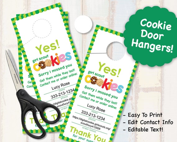 Editable Girl Scout Door Hanger Printables Girl Scouts Cookies Booth Decor 8 5 X 11 Printable Cookie Supplies Sign Door Tag Hangers