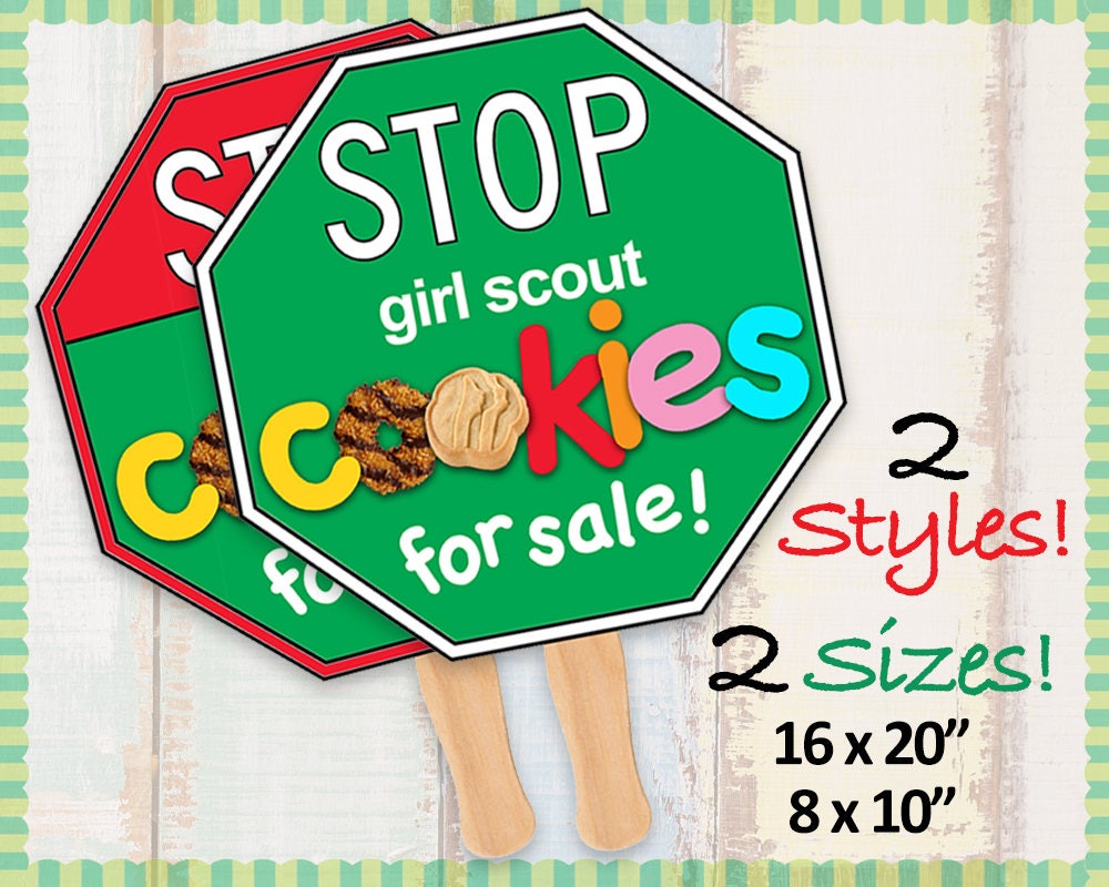 girl scout cookies stop sign cookie booth printable 2 versions etsy