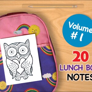 Vol 1 LUNCH BOX NOTES for Kids 20 Assorted Printable Cards Drawings Inspirational School Printables Art for Boys and Girls Lunchbox Letters