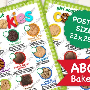 New! 2021 ABC Girl Scout Cookie POSTER Price List GS Booth Decor Size 22x28 Printable Menu Banner 2 Versions All 9 Cookies with Toast-Yay!
