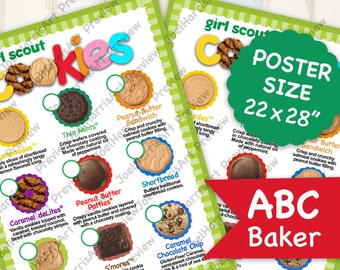 New! 2021 ABC Girl Scout Cookie POSTER Price List GS Booth Decor Size 22x28 Printable Menu Banner 2 Versions All 9 Cookies with Toast-Yay!