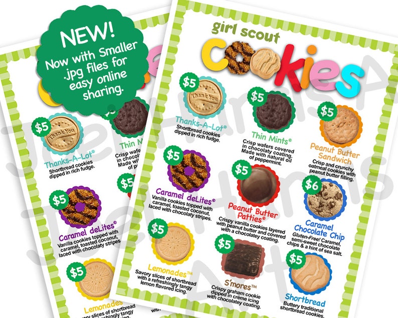 NEW 2020 ABC Girl Scout Cookie Price List GS Booth Menu 8.5 x Etsy