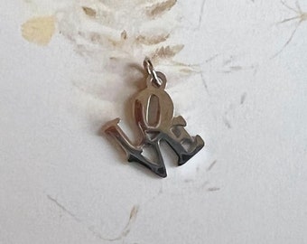 Stainless Steel LOVE Charm, Small Tilting Pendant