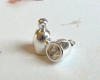 4mm Silver Plated Bullet End Caps, 2 Piece Set