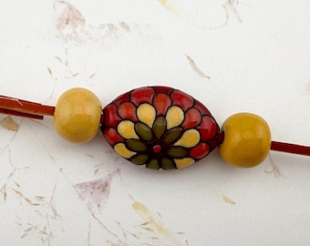 Artisan Stoneware Beads, Set of 3, Hand Glazed Ceramic Beads