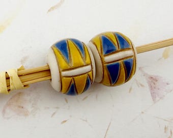 Set of Two Large Hole Rounds, Beads For Kumihimo And Knotting