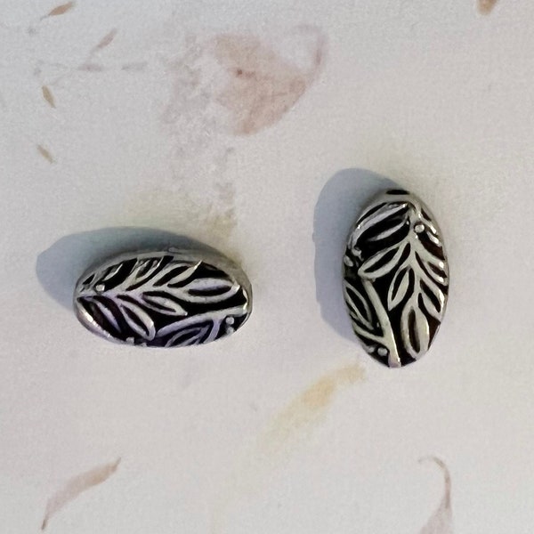 Oval Leaf Bead, Antique Pewter Beads, TierraCast Botanical Collection, Made in the USA