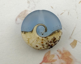 Artisan Ocean Wave Lamp Work Bead, Blue