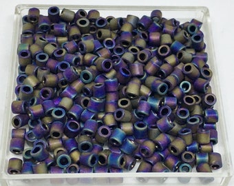 TOHO Matte Metallic Iris Purple Treasure Beads, Cylinder 3.3mm Treasure Beads, TOHO Color A615, 3 Inch Tube