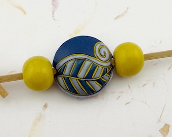 Artisan Stoneware Beads, Set of 3, Hand Glazed Ceramic Beads