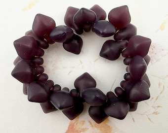 Matte Purple Opaline Czech Glass Spade Beads, 11x8mm, (30 Beads)