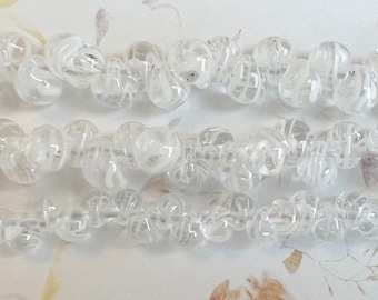 White Chocolate Grouping, Unicorne Boro Teardrops, 25 Beads per Strand x 3 Strands, White Chocolate, Teardrop Beads