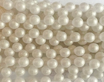 Sueded Gold Crystal, 6mm Top Drilled Round Beads, 25 Beads Per Strand