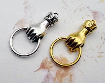 Hand Holding Ring Charm, Antique Silver or Gold, Pendant or Charm, Use On Your Favorite Chain To Display More Charms and Dangles