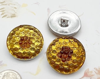 Honey Comb, 27mm Button, Shank Button, Czech Glass Button, Honey Comb Design