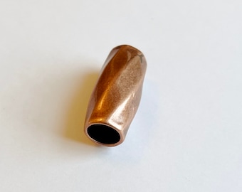 8mm Tube Bead, Swirl Design, Copper Plated Stainless Steel, Large Hole Tube Beads, Slider