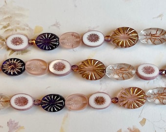 Vintage Rose Quartz Tones Czech Table Cut Glass Mix, 7 Inch Strand