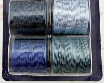 S-Lon Beading Cord Set, Denim Color Mix, 77 Yards Spool, Tex 210