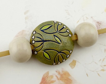 Artisan Stoneware Beads, Set of 3, Hand Glazed Ceramic Beads