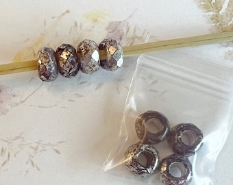 New!  Large Hole 6x9mm Faceted Rondelles with a 3mm Center Hole, Fire Polish Beads, Beautiful Colors to Accent Focal Beads