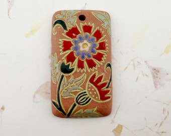 Flowers on Colored Stoneware, American Sampler Style