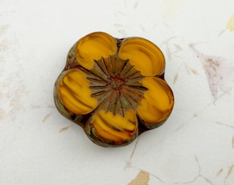 Czech Glass Hibiscus Flower: Burnt Orange (21mm)