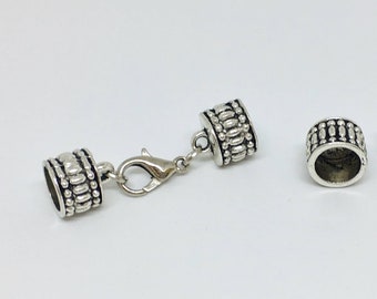 8mm Antique Silver Zinc Alloy End Caps With Lobster Claw Clasp, Carved End Caps, 8mm Opening, Kumihimo Closures