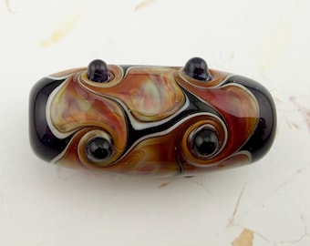 Handcrafted Murano Glass Pendant, Swirled Design, Bump Accents, Large Hole