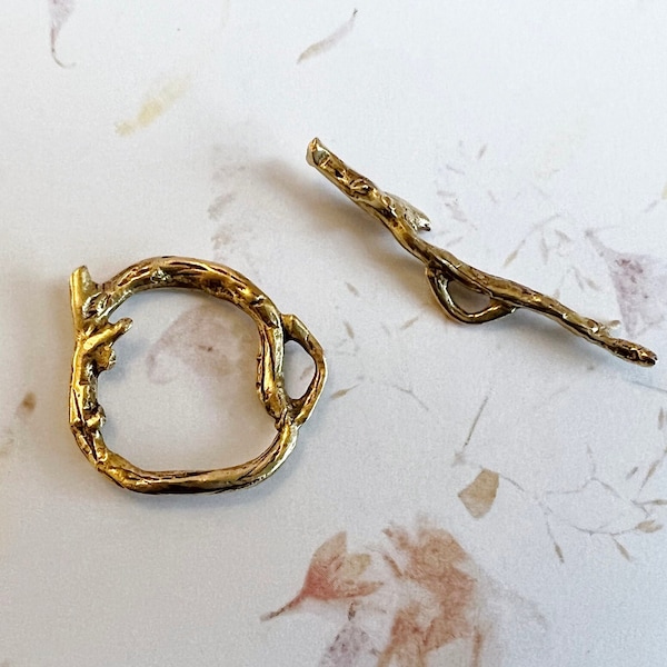 Antique Gold, Woodland Toggle Clasp Set, Woodland Ring And Toggle Bar, 2 Piece Set