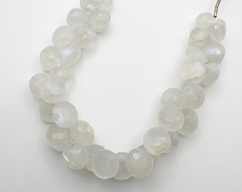 Rainbow Flash White Moonstone, Faceted Onion Stones,  8 to 9mm Stones, 35 Stones