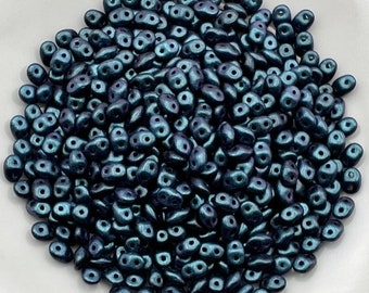 SuperDuo Denim Blue, Polychrome, Matubo SuperDuo Beads, 2.5x5mm, 22 Grams, Tubed